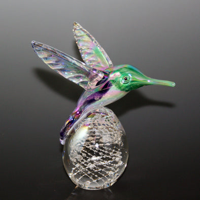 Memorial Glass Hummingbird Paperweight - Kevin Fulton Glass