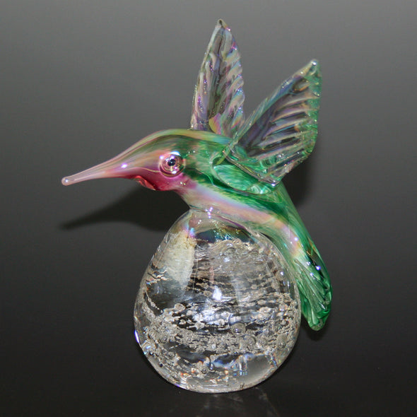 Memorial Glass Hummingbird Paperweight - Kevin Fulton Glass