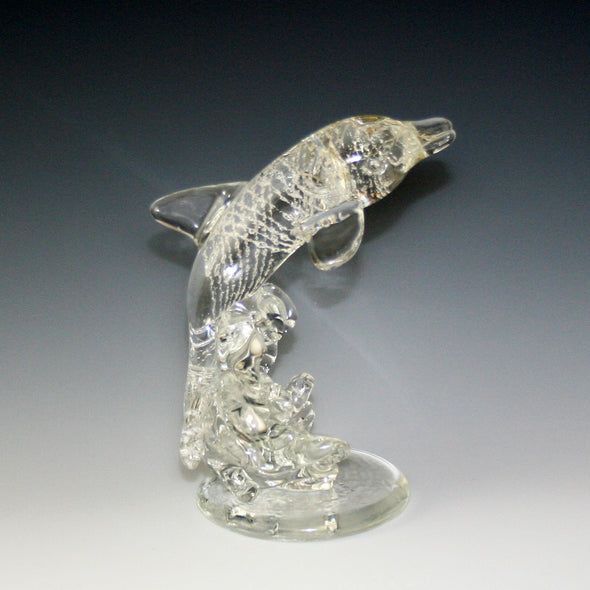 Memorial Glass Leaping Dolphin Sculpture - Kevin Fulton Glass