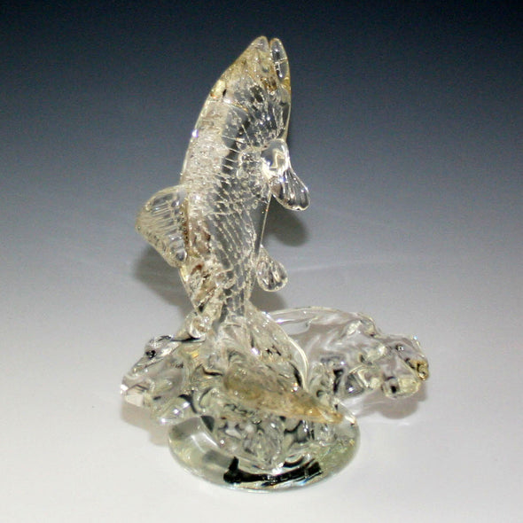 Memorial Glass Leaping Trout/Salmon Sculpture - Kevin Fulton Glass